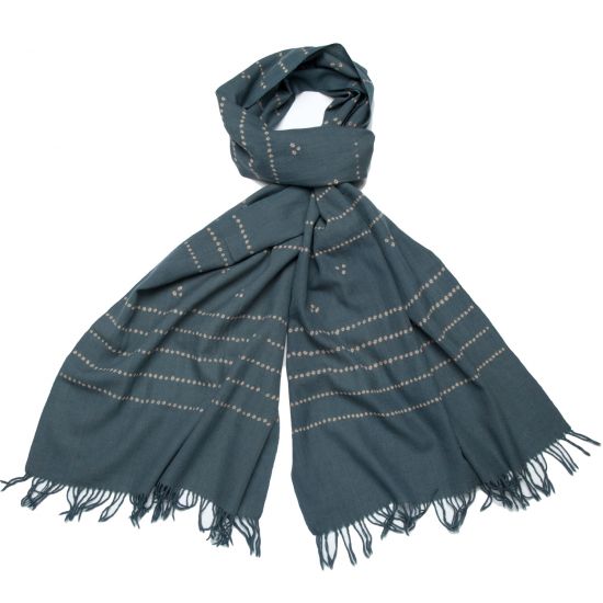 Bandhani Wool Scarf - Gray